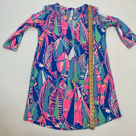 Lilly Pulitzer Dress Size L 100% Cotton Knit Sailboat Print EUC - Picture 6 of 9
